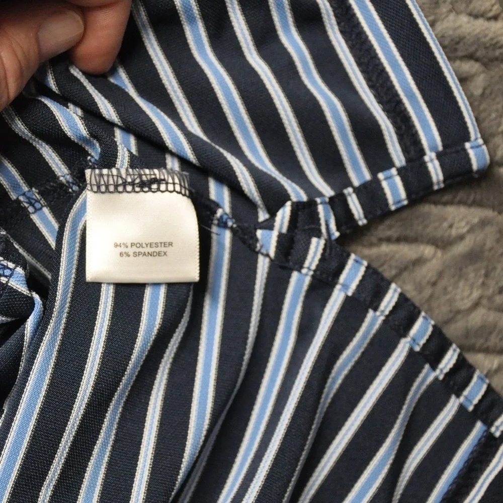 Peter Millar Polo Shirt XL Navy‎ Blue Striped Excellent Summer Comfort (1791)